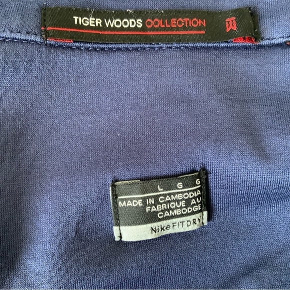 Nike Mens Dri Fi Short Sleeve Blue Polo 1/4 Zip Tiger Woods Collection L Shirt - Picture 7 of 10